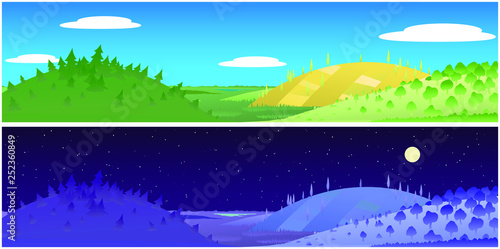 Landscape Day Night Cartoon Banner Buy This Stock Vector And