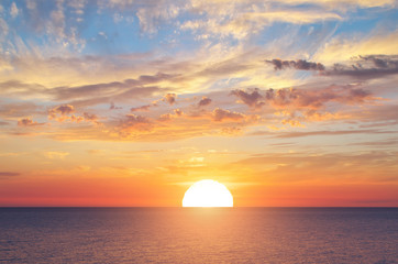 Wall Mural - summer sky background on sunset