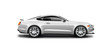 White Metallic Coupe Sporty Car. Generic Automobile With Carbon Fiber Surface On White Background. Side View With Isolated Path.