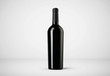 Red wine bottle mock-up on soft gray background.3D illustration