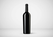 Red Wine Bottle Mock-up On Soft Gray Background.3D Illustration