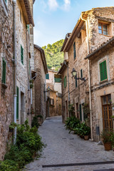 Wall Mural - Empty narrow street in the old Valldemossa village - Mallorca, Spain