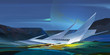 © khius - painted bright fantastic mountain landscape with architecture