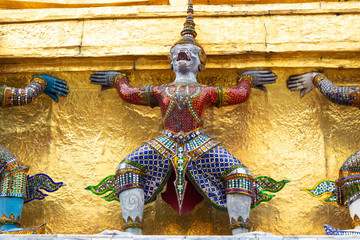 Wall Mural - Giant lift the base of the pagoda in Wat Phra Kaew or name officially as Wat Phra Si Rattana Satsadaram