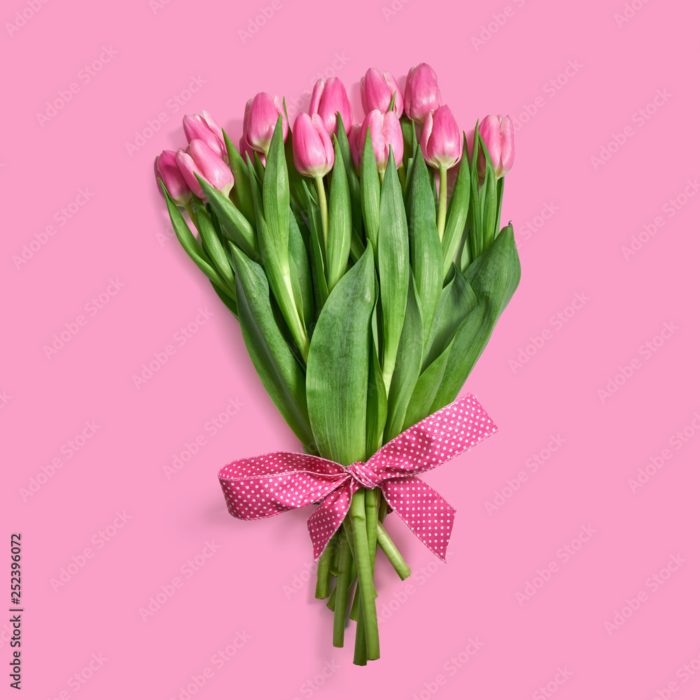 Bukiet różowych tulipanów - obrazy, fototapety, plakaty 