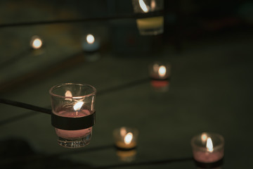 Candle light at night.