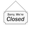 Vector illustration banner we're closed without background