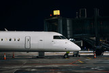 Fototapeta  - Preparation of the airplane before flight at night