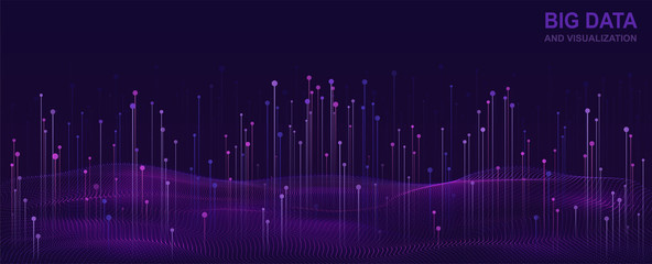 Wall Mural - big data visualization. futuristic design of data flow. abstract digital background with flowing par