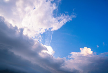 Wall Mural - Scary epic sky with menacing clouds. Hurricane wind with a thunderstorm. Stock background, photo