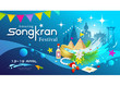Amazing Songkran festival of Thailand water splash background, vector illustration