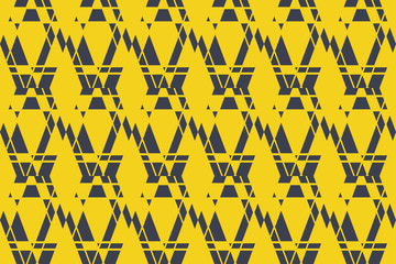 Seamless, abstract background pattern made with geometric shapes in blue and yellow colors. Bold and modern vector art.