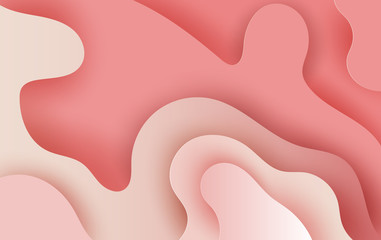 Wall Mural - 3d paper art and craft style of pink abstract curve wave layer cut background.cover design graphic f