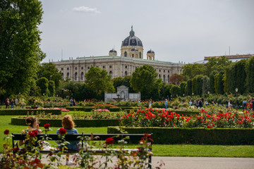 Wall Mural - VIENNA, AUSTRIA - AUGUST 11, 2017: People's Garden is a public park in the Innere Stadt first district of Vienna. The garden is part of the Hofburg Palace