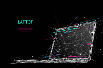 Wall Mural - laptop low-poly glitch