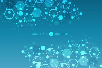Wall Mural - modern futuristic background of the scientific hexagonal pattern. virtual abstract background with p