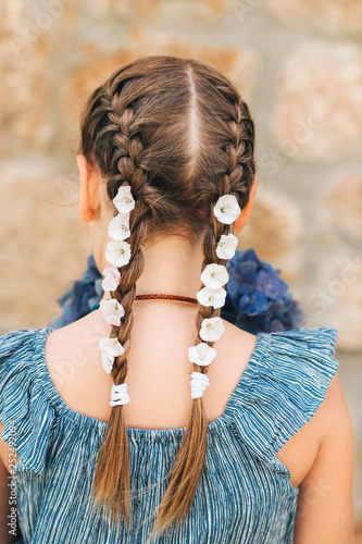 White Morning Glory Flowers In Little Girl S Braids Buy