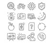 © blankstock - Set of Presentation, Search employees and Online payment icons. Recycling, Santa sack and Unknown file signs. Tractor, Mail and Id card symbols. Board with charts, Staff analysis, Money. Vector