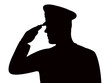 a soldier man saluting, silhouette vector