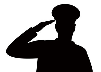 Sticker - a soldier man saluting, silhouette vector