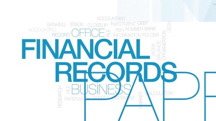 Wall Mural - Financial records animated word cloud. Kinetic typography.