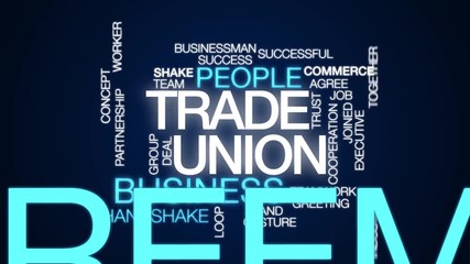 Canvas Print - Trade union animated word cloud. Kinetic typography.