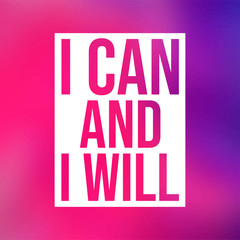 i can and i will. successful quote with modern background vector