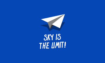 Wall Mural - Sky is the limit paper plane quote poster