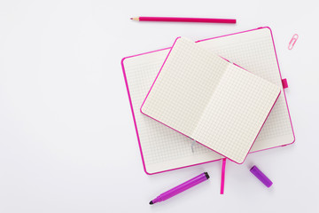 Sticker - notebook and pencil at white background