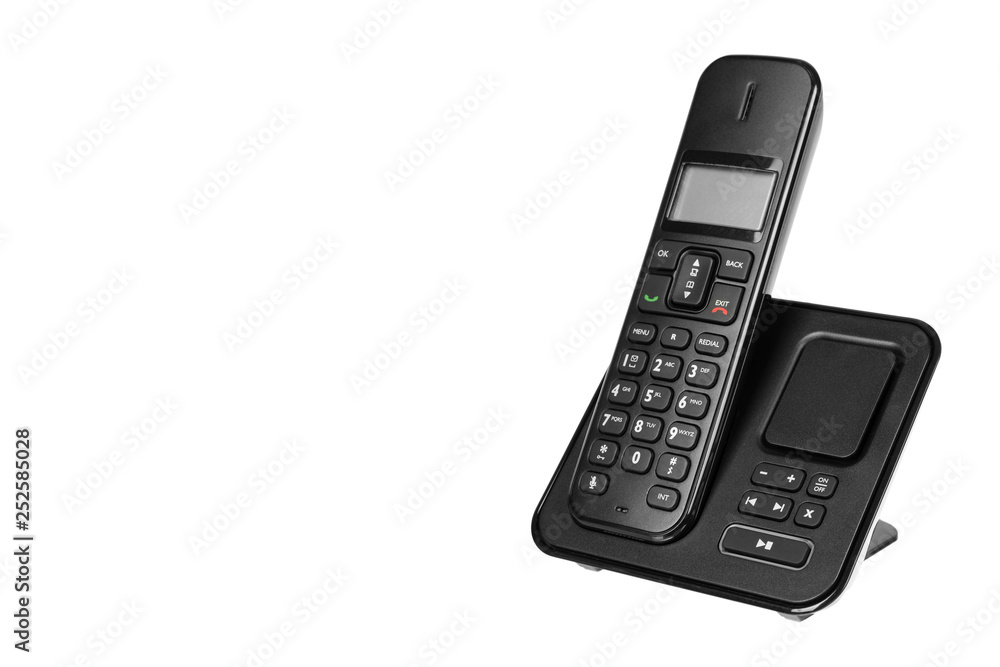 modern landline cordless phone, old technology concept. - obrazy, fototapety, plakaty 