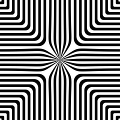 Wall Mural - Abstract vector seamless op art pattern. Black and white pop art, graphic ornament. Optical illusion.