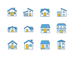 house vector / home flat icon / building houses - vector outline icon set