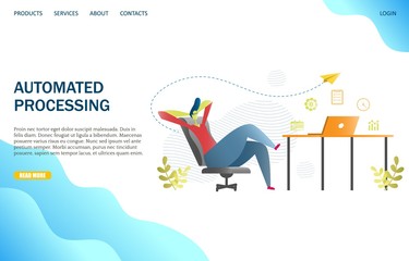 Wall Mural - automated processing vector website landing page design template
