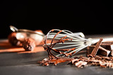 Fototapeta  - Preparing chocolate bonbons with an old whisk