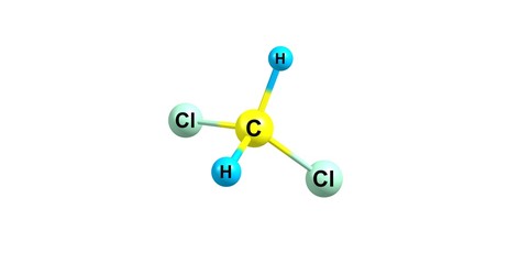 Wall Mural - Dichloromethane molecular structure isolated on white