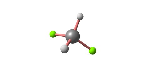 Dichloromethane molecular structure isolated on white