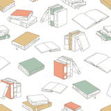 Fototapeta  - Books graphic color seamless pattern background sketch illustration vector