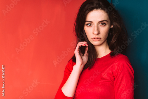 Beautiful Fashion Girl With Dark Long Hair Spanish Appearance And