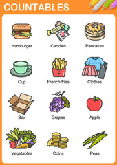 Wall Mural - Nouns the can be countable - Worksheet for education.