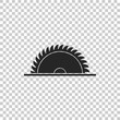 Circular saw blade icon isolated on transparent background. Saw wheel. Flat design. Vector Illustration