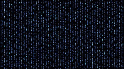 Digital matrix binary falling down blue