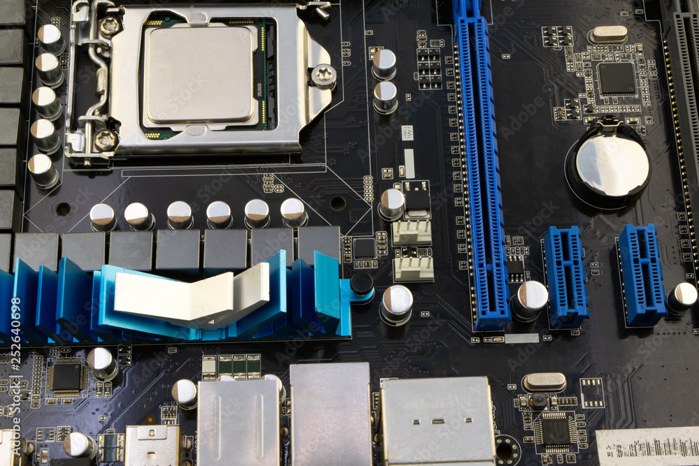 computer motherboard, with processor installed on it