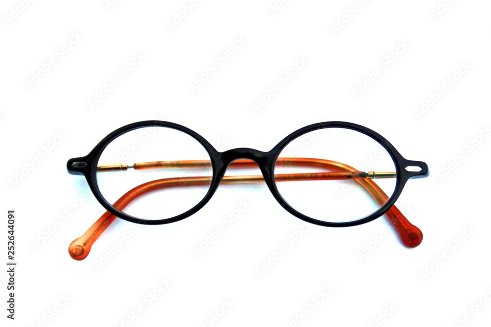 lunettes rondes bicolore sur fond blanc - obrazy, fototapety, plakaty 