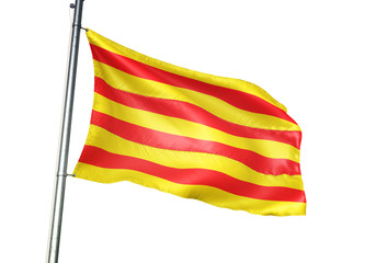 Catalonia of Spain flag waving isolated 3D illustration