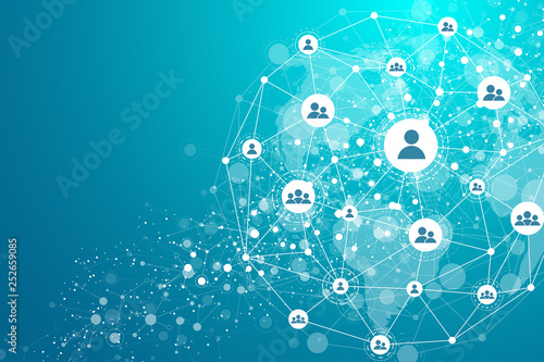 Cuadros en Lienzo Global structure networking and data connection concept