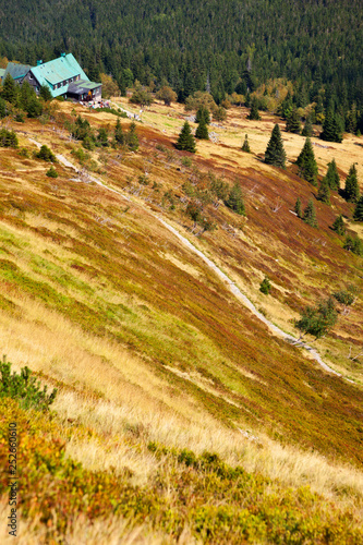 Mountain trail to Shelter Under the Labski Mountains, Poland.