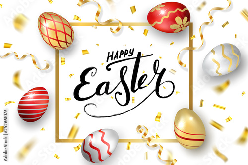 Happe Easter Background Lettering Eggs Greeting Easter 3d Card