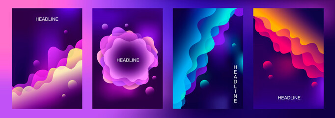 modern design. gradient and wave. set of abstract templates for banners, posters, covers, flyers and brochures. vector illustration. EPS 10.