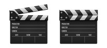 Creative Vector Illustration Of 3d Realistic Movie Clapperboard, Film Clapper Isolated On Transparent Background. Art Design Cinema Slate Board Template. Abstract Concept Graphic Filmmaking Element