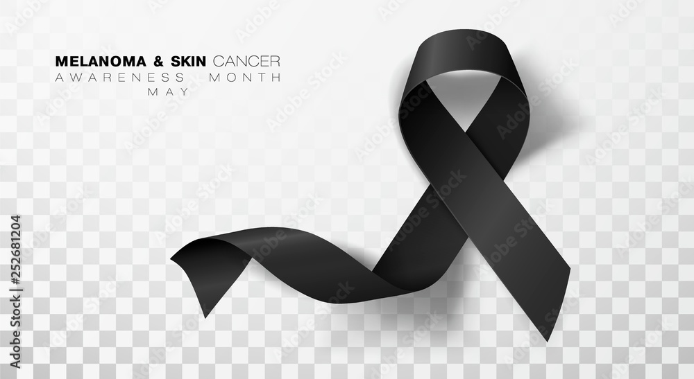 Melanoma and Skin Cancer Awareness Month. Black Color Ribbon Isolated ...